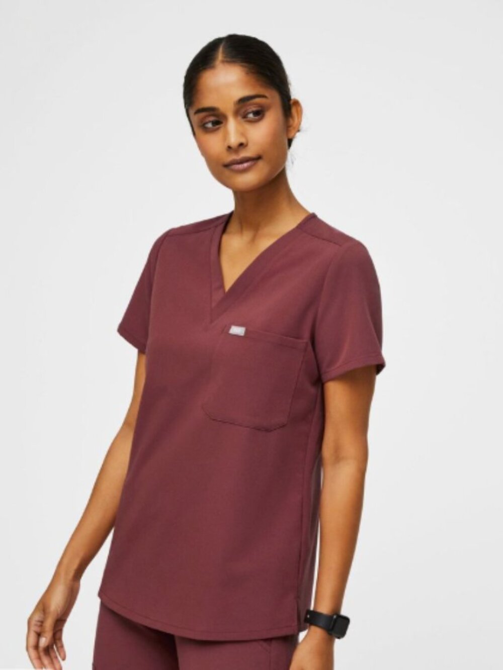 Dark Cherry FIGS Catarina Scrub Top